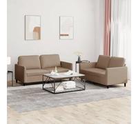 WHOPBXGAD 2-Piece Sofa Set with Cushions Synthetic Leather Capuchino Color Living Room Furniture for Home Decor Modern Comfortable Seating