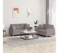 WHOPBXGAD 2 Piece Sofa Set with Cushions Taupe Gray Fabric for Living Room, Durable Textilene Lounge Furniture with Comfortable Seating and Sturdy Wood Metal Frame