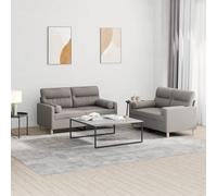 WHOPBXGAD 2 Piece Sofa Set with Pillows Taupe Gray Fabric Living Room Furniture, Comfortable Cushioned Seating for Small Spaces, Durable Frame Design Perfect for Chatting and Relaxing
