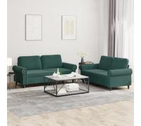 WHOPBXGAD 2 Piece Velvet Sofa Set with Cushions Dark Green Modern Living Room Furniture for Small Spaces Comfortable Seating Conversation Reading TV Watching
