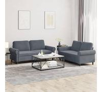 WHOPBXGAD 2 Piece Velvet Sofa Set with Cushions Dark Grey Modern Living Room Furniture for Small Spaces Comfortable Seating for Relaxing and Entertaining