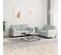 WHOPBXGAD 2 Piece Velvet Sofa Set with Cushions Light Grey Modern Living Room Furniture for Small Spaces Comfortable Seating Conversation Reading Relaxation