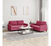 WHOPBXGAD 2 Seater Velvet Sofa Set with Cushions, Wine Red Velvet Loveseat for Living Room, Soft Fabric Upholstery, Sturdy Wood Metal Frame, Compact Apartment Furniture