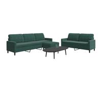 WHOPBXGAD 3 Piece Dark Green Velvet Sofa Set with Cushions, Modern Living Room Furniture for Small Spaces, Comfortable Sectional Couch with Ottoman, Perfect for Relaxing and Entertaining Guests