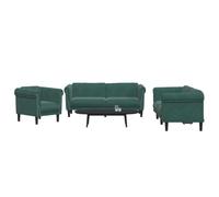 WHOPBXGAD 3 Piece Dark Green Velvet Sofa Set with Soft Cushions, Modern Living Room Furniture for Relaxation, Reading and Entertainment, Maximum Load 110kg per Seat