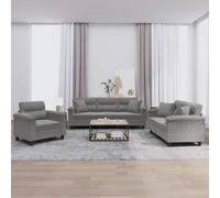 WHOPBXGAD 3 Piece Microfiber Sofa Set with Cushions Dark Gray Living Room Furniture, Durable Stain Resistant Fabric, Comfortable Seating for Family Relaxation TV Watching