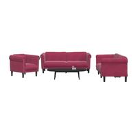 WHOPBXGAD 3 Piece Red Velvet Sofa Set with Soft Fabric, Modern Living Room Furniture for Relaxation and Entertainment, Maximum Load 110kg per Seat