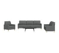 WHOPBXGAD 3 Piece Sectional Sofa Set Dark Gray Fabric Living Room Furniture with Soft Polyester Upholstery, Metal Frame Structure and Thick Cushions for Modern Home Decor