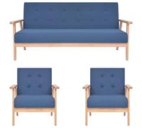 WHOPBXGAD 3 Piece Sofa Set Blue Fabric Living Room Furniture with Solid Wood Frame, Soft Polyester Upholstery and Comfort Foam Padding for Relaxing, Reading or Watching TV