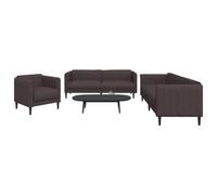 WHOPBXGAD 3 Piece Sofa Set Dark Brown Fabric Living Room Furniture with Comfortable Cushions, Modern Design for Home Decor, Chatting and Relaxation, MAX Load 110kg per Seat