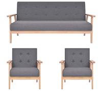 WHOPBXGAD 3 Piece Sofa Set Dark Gray Fabric with Solid Wood Frame, Comfortable Living Room Furniture for Relaxing and Entertaining, Includes Loveseat and Couch