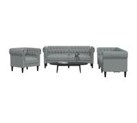 WHOPBXGAD 3 Piece Sofa Set Light Gray Fabric Living Room Furniture Modern Sectional Couch with Comfortable Seating for Home Lounge and Entertainment Space