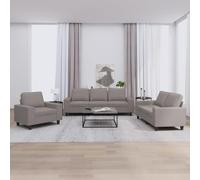 WHOPBXGAD 3 Piece Sofa Set Taupe Gray Fabric Living Room Furniture with 6 Pillows, Durable Comfortable Sectional Couch for Family Relaxation and Entertainment