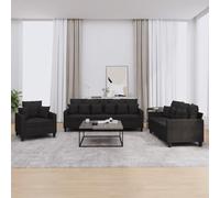 WHOPBXGAD 3 Piece Sofa Set with Cushions Black Fabric Living Room Furniture for Home Decor, Durable Comfortable Sectional Couch with Thick Padding and Sturdy Wood Metal Frame