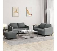 WHOPBXGAD 3 Piece Sofa Set with Cushions Dark Gray Fabric for Living Room, Durable Upholstery Sectional Couch with Ottoman, Comfortable Seating for Family Gatherings and Relaxation