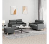 WHOPBXGAD 3 Piece Sofa Set with Cushions Dark Gray Fabric for Living Room, Modern Sectional Couch with Ottoman, Comfortable Lounge Furniture for Small Spaces