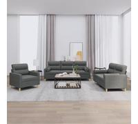 WHOPBXGAD 3 Piece Sofa Set with Cushions Dark Gray Fabric Living Room Furniture, Durable Upholstery, Comfortable Seating for Family Gatherings and Relaxation