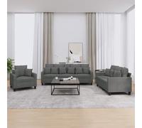 WHOPBXGAD 3 Piece Sofa Set with Cushions Dark Gray Fabric Living Room Furniture, Durable Upholstery Sectional Couch with Thick Padding for Family Lounge TV Watching Relaxation