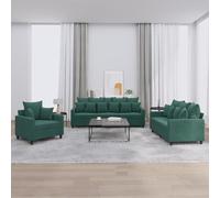 WHOPBXGAD 3 Piece Sofa Set with Cushions Dark Green Velvet Living Room Furniture for Family Gatherings, TV Watching, Reading and Relaxation with Soft Fabric, Sturdy Structure and Comfortable Seating