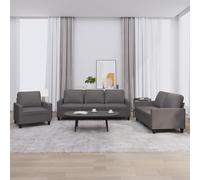 WHOPBXGAD 3 Piece Sofa Set with Cushions Gray Synthetic Leather Living Room Furniture Modern Design Comfortable Seating for Home Lounge TV Watching