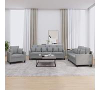 WHOPBXGAD 3 Piece Sofa Set with Cushions Light Gray Fabric Living Room Furniture, Durable Comfortable Sectional Couch for Family Lounge TV Watching Relaxation