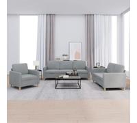 WHOPBXGAD 3 Piece Sofa Set with Cushions Light Gray Fabric Living Room Furniture, Durable Upholstery Sectional Couch for Small Spaces, Comfortable Seating for Family Gatherings and Entertainment
