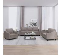 WHOPBXGAD 3 Piece Sofa Set with Cushions Taupe Gray Fabric Living Room Furniture, Durable Textilene Comfortable Seating for Family Lounge TV Watching Reading Relaxation