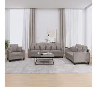 WHOPBXGAD 3 Piece Sofa Set with Cushions Taupe Gray Fabric Living Room Furniture, Durable Textilene Modern Sectional Couch for Family Lounge TV Watching Relaxation
