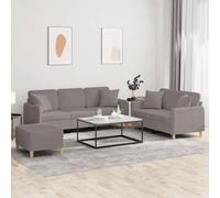 WHOPBXGAD 3 Piece Sofa Set with Cushions Taupe Gray Fabric Living Room Furniture, Durable Textilene Sectional Couch with Ottoman for Small Spaces, Comfortable Seating for Family Gatherings