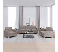 WHOPBXGAD 3 Piece Sofa Set with Cushions Taupe Gray Fabric Living Room Furniture, Durable Upholstery Sectional Couch for Family Lounge, Comfortable Seating Modern Home Decor