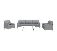 WHOPBXGAD 3 Piece Sofa Set with Pillows Light Gray Fabric Living Room Furniture, Soft Polyester Durable Couch with Thick Padding, Metal Frame Structure for Stability and Comfort