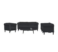 WHOPBXGAD 3 Piece Velvet Sofa Set Black Modern Living Room Furniture with Soft Fabric, Comfortable Seating and Sturdy Legs for Home Lounge and Entertainment Space