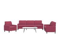 WHOPBXGAD 3 Piece Velvet Sofa Set Burgundy Red with Cushions, Modern Living Room Furniture for Home Decor, Comfortable Sectional Couch with Soft Fabric and Sturdy Metal Frame