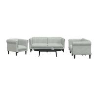 WHOPBXGAD 3 Piece Velvet Sofa Set Light Grey, Modern Living Room Furniture with Soft Velvet Upholstery, Comfortable Sectional Couch for Family Relaxation and Entertainment