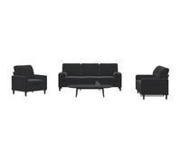 WHOPBXGAD 3 Piece Velvet Sofa Set with Cushions Black Modern Living Room Furniture for Home Decor Conversation Seating Comfortable Soft Fabric Durable Metal Frame