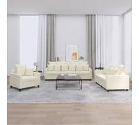 WHOPBXGAD 3 Piece Velvet Sofa Set with Cushions Cream Color Living Room Furniture, Soft Velvet Upholstery, Sturdy Wood Metal Frame, Comfortable Seating for Family Gatherings