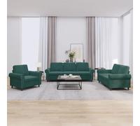 WHOPBXGAD 3 Piece Velvet Sofa Set with Cushions Dark Green Living Room Furniture, Soft Velvet Upholstery, Sturdy Wood Metal Frame, Comfortable Seating for Family Gatherings TV Watching Relaxation