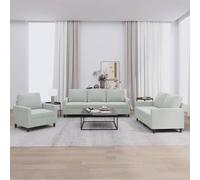 WHOPBXGAD 3 Piece Velvet Sofa Set with Cushions Light Gray Modern Living Room Furniture Comfortable Seating for Home Theater Lounge Conversation Area