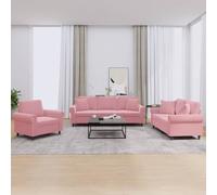 WHOPBXGAD 3 Piece Velvet Sofa Set with Cushions Pink Living Room Furniture, Soft Velvet Upholstery, Sturdy Wood Frame, Comfortable Seating for Family Gatherings and Home Decor