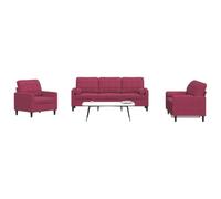 WHOPBXGAD 3 Piece Velvet Sofa Set with Cushions, Red Wine Color Living Room Furniture, Modern Sectional Couch with Thick Padding, Metal Frame Structure for Home Decor