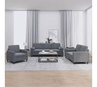 WHOPBXGAD 3 Piece Velvet Sofa Set with Pillows Dark Gray Modern Living Room Furniture for Home Theater Seating Comfortable Sectional Couch