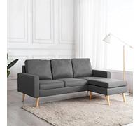 WHOPBXGAD 3 Seater Sofa with Ottoman Light Gray Fabric Upholstery Modern Living Room Furniture Comfortable Couch with Footrest for Home Lounge Relaxation