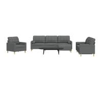 WHOPBXGAD 4 Piece Sofa Set with Ottoman and Pillows Dark Gray Fabric Living Room Furniture for Small Spaces Comfortable Seating Durable Polyester
