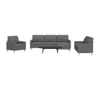 WHOPBXGAD 4 Piece Sofa Set with Ottoman Dark Gray Fabric Living Room Furniture, Soft Polyester Upholstery, Metal Frame Structure, Comfortable Seating for Home Theater Lounge