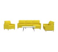 WHOPBXGAD 4 Piece Sofa Set with Ottoman Light Yellow Fabric Living Room Furniture, Soft Polyester Upholstery, Metal Frame Structure, Comfortable Seating for Home Decor