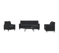 WHOPBXGAD 4 Piece Velvet Sofa Set with Cushions Black Modern Living Room Furniture Conversation Set Comfortable Seating for Home Lounge TV Watching