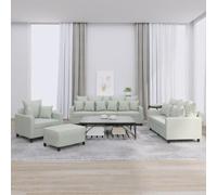 WHOPBXGAD 4 Piece Velvet Sofa Set with Pillows Light Gray Modern Living Room Furniture Comfy Seating for Small Spaces Includes Loveseat Couch Ottoman