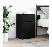WHOPBXGAD Black Engineered Wood Nightstand 39x35x65 cm with Storage, Bedside Table for Bedroom, Modern End Table with Smooth Surface, Left/Right Opening Door, Easy to Clean and Assemble
