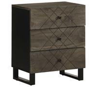 WHOPBXGAD Black Nightstand 50x33x62 cm Solid Mango Wood with Metal Legs, 3 Drawers Bedside Table for Bedroom, Sturdy Storage Cabinet for Books, Lamp, Alarm Clock, Easy Assembly Modern Furniture
