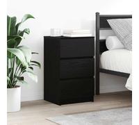 WHOPBXGAD Black Nightstand with 3 Drawers 39x35x65 cm, Engineered Wood Bedside Table with Spacious Storage for Bedroom, Modern End Table with Sturdy Top for Lamp, Books & Decor